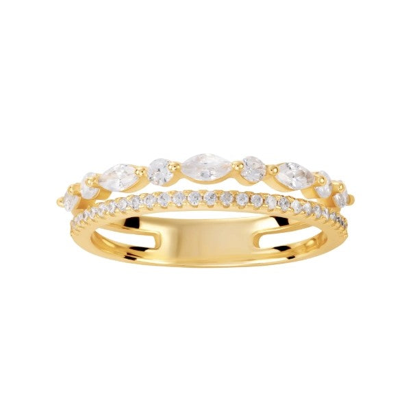 Gold Over Sterling Silver Marquise & Round CZ Ring