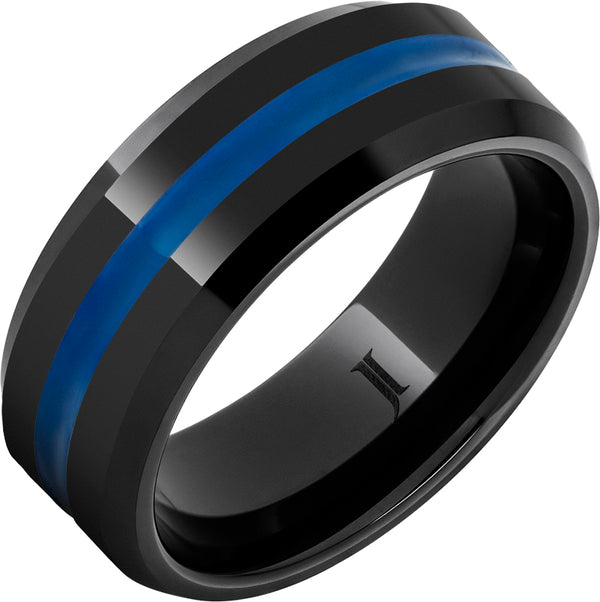 Black Diamond Ceramic Ring - Thin Blue Line