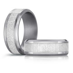 8mm Tantalum Wedding Band with Meteorite Center | Size 10