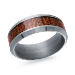 8mm Tantalum Wedding Band with Wood Center | Size 10