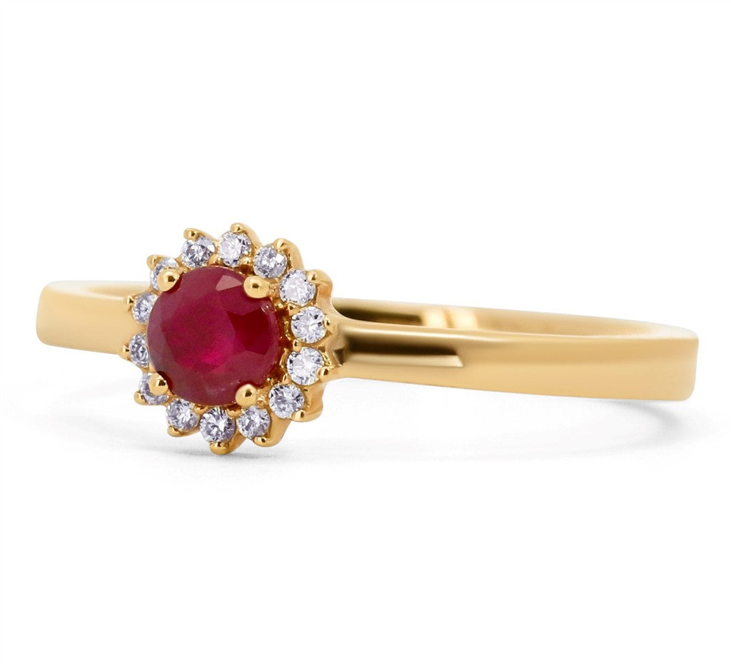 Contemporary Halo Colored Stone Ring