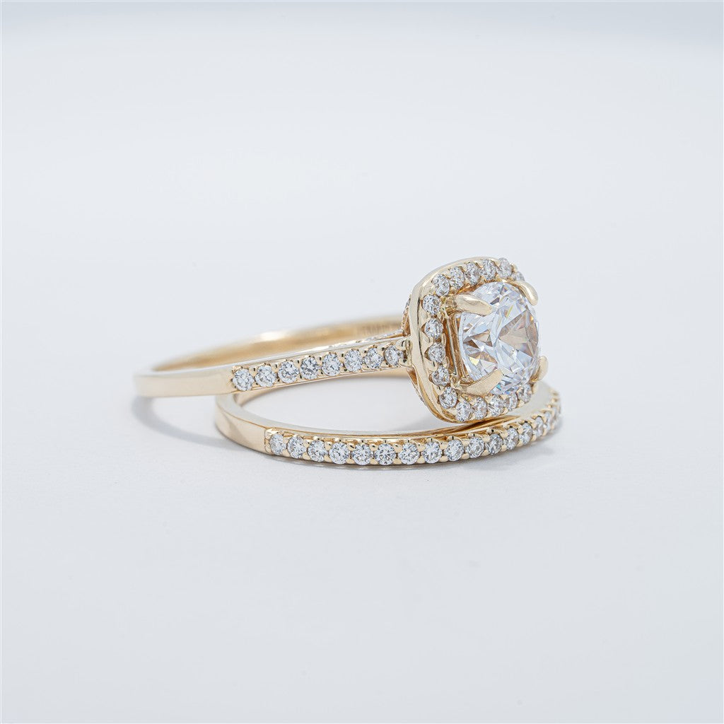 Classic Halo Wedding Set