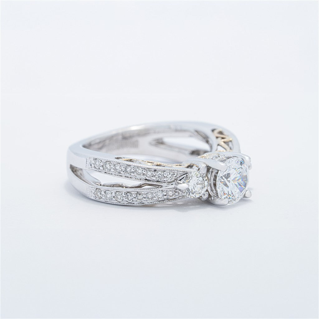 Three Stone Vintage Engagement Ring