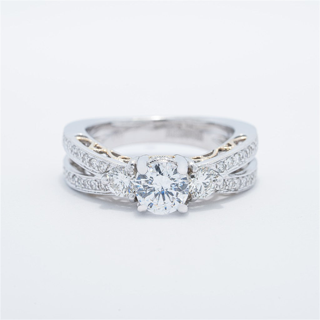 Three Stone Vintage Engagement Ring