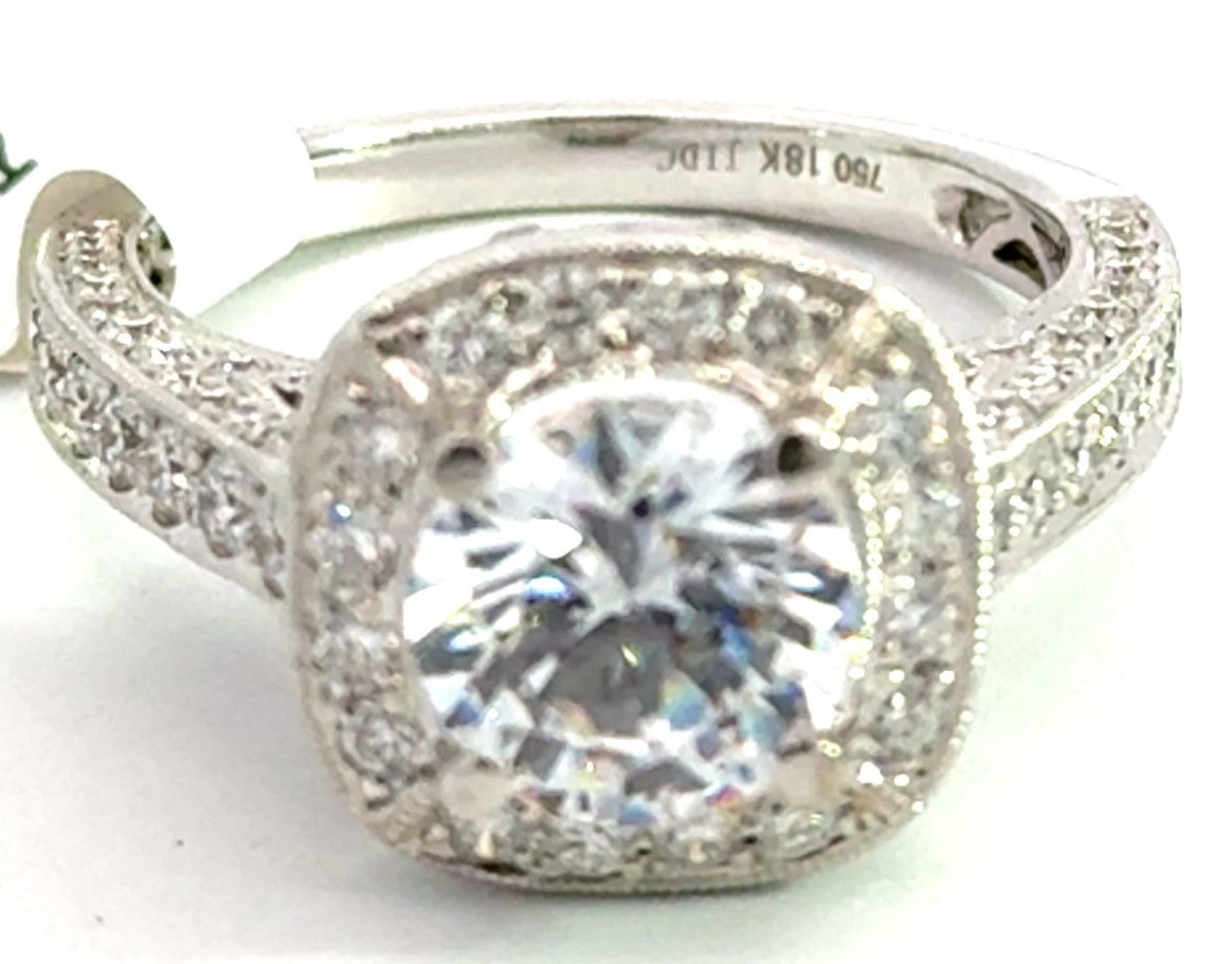 Vintage Inspried Cushion Halo Engagement Ring